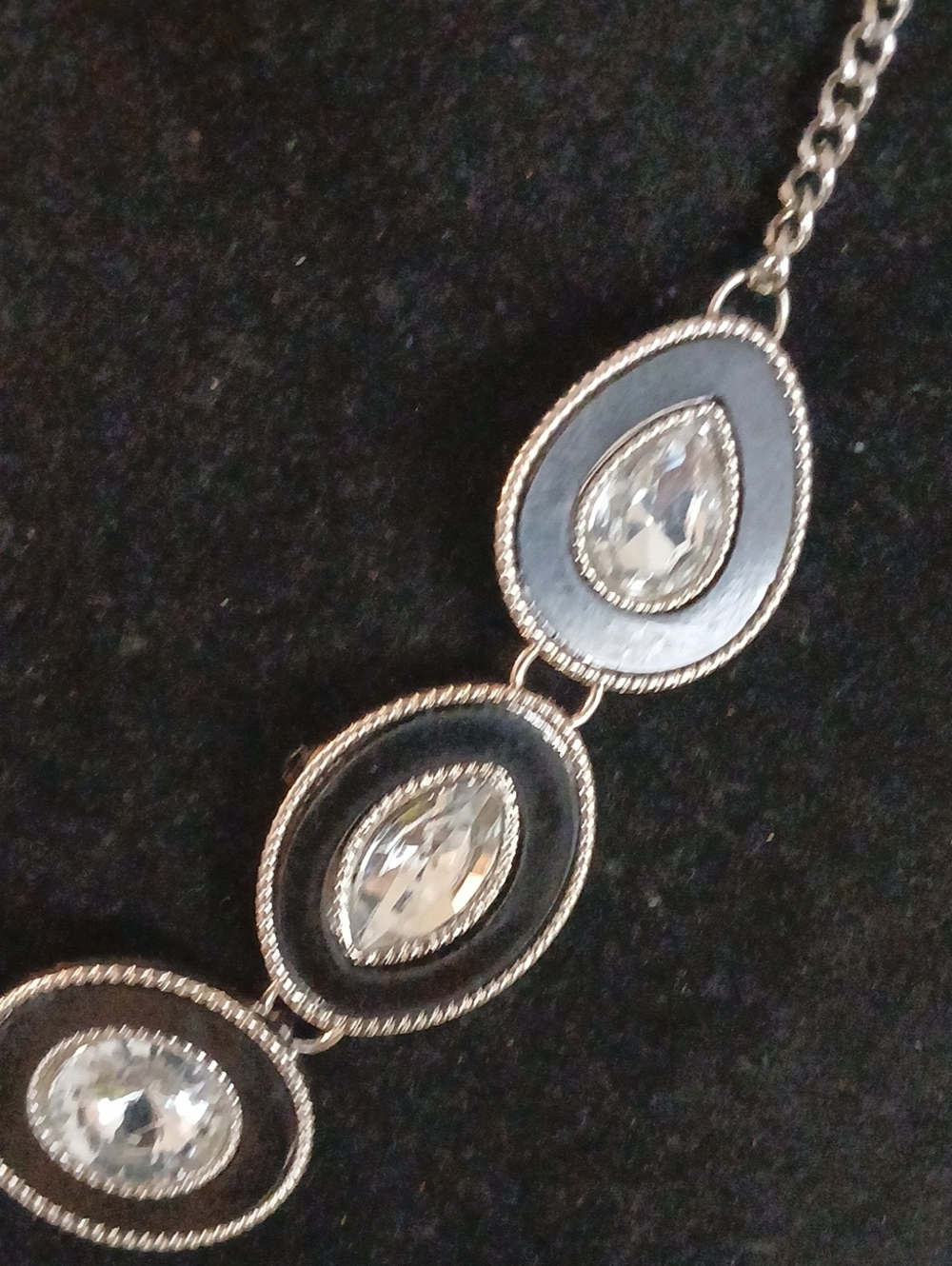 Silver-Tone Crystal Statement Necklace - Clear Crystal Accent - Picture 2 of 3